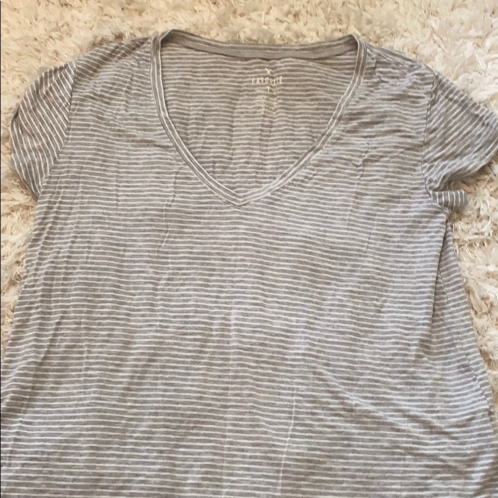 American Eagle Grey Striped Shirt